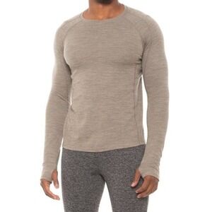 Wicked Wool Merino Wool Blend Long Sleeve Shirt M Heathered Tan Gray